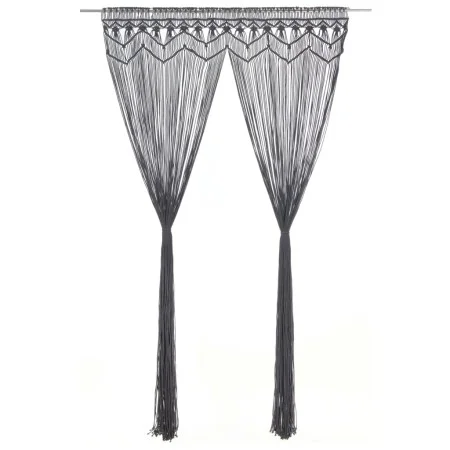Cortina de macramé algodón gris antracita 140x240 cm de vidaXL, Cortinas y visillos - Ref: Foro24-323994, Precio: 42,13 €, De...