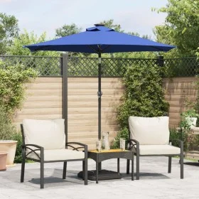 Sombrilla jardín con luces LED poste acero azul 225x225x212 cm by , Umbrellas - Ref: Foro24-4005073, Price: 75,02 €, Discount: %