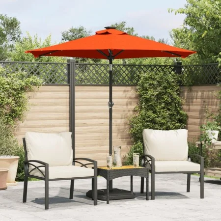 Sombrilla jardín con LEDs poste acero terracota 225x225x212 cm de , Sombrillas - Ref: Foro24-4005071, Precio: 75,09 €, Descue...