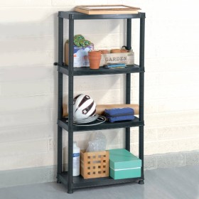 Lagerregal 4 Ebenen aus schwarzem Kunststoff 61x30,5x130 cm von vidaXL, Industrieregale - Ref: Foro24-147683, Preis: 41,15 €,...