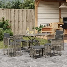 Set comedor jardín 7 pzas y cojines ratán sintético gris by , Garden sets - Ref: Foro24-369011, Price: 343,85 €, Discount: %
