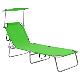 Folding sun lounger with apple green steel canopy by vidaXL, Loungers - Ref: Foro24-310325, Price: 63,28 €, Discount: %
