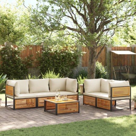 Set de sofás de jardín con cojines 6 pzas madera maciza acacia by , Garden sets - Ref: Foro24-3214920, Price: 781,14 €, Disco...
