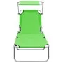 Klappbare Sonnenliege mit apfelgrünem Stahldach von vidaXL, Liegen - Ref: Foro24-310325, Preis: 63,28 €, Rabatt: %