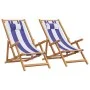 Faltbare Strandstühle, 2 Stück, Stoff Massivholz blau weiß von , Gartenstühle - Ref: Foro24-3214490, Preis: 148,24 €, Rabatt: %