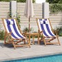 Sillas de playa plegables 2 uds tela madera maciza azul blanco de , Sillas de jardín - Ref: Foro24-3214490, Precio: 151,17 €,...