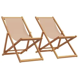 Sillas de playa plegables 2 unidades tela y madera maciza taupe by , Garden chairs - Ref: Foro24-3214499, Price: 128,83 €, Di...
