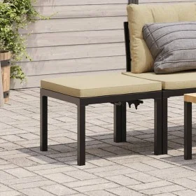 Gartenhocker mit schwarzer Pulverbeschichtung und Kissen aus Stahl. von , Hocker für den Außenbereich - Ref: Foro24-4008564, ...