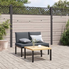 Banco de jardín con cojines aluminio negro de , Bancos de jardín - Ref: Foro24-4008570, Precio: 177,29 €, Descuento: %