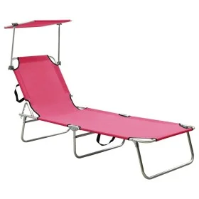 Folding sun lounger with magenta pink steel canopy by vidaXL, Loungers - Ref: Foro24-310327, Price: 69,19 €, Discount: %