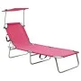 Klappbare Sonnenliege mit magentarosafarbenem Stahldach von vidaXL, Liegen - Ref: Foro24-310327, Preis: 69,19 €, Rabatt: %