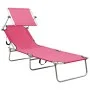 Klappbare Sonnenliege mit magentarosafarbenem Stahldach von vidaXL, Liegen - Ref: Foro24-310327, Preis: 69,19 €, Rabatt: %