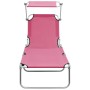 Tumbona plegable con toldo de acero rosa magenta de vidaXL, Tumbonas - Ref: Foro24-310327, Precio: 74,86 €, Descuento: %