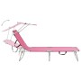 Tumbona plegable con toldo de acero rosa magenta de vidaXL, Tumbonas - Ref: Foro24-310327, Precio: 74,86 €, Descuento: %