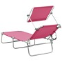 Tumbona plegable con toldo de acero rosa magenta de vidaXL, Tumbonas - Ref: Foro24-310327, Precio: 74,86 €, Descuento: %