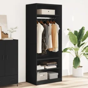 Schwarzer Holzschrank aus Ingenieurholz 80x50x200 cm von , Kleiderschränke - Ref: Foro24-3307694, Preis: 165,58 €, Rabatt: %