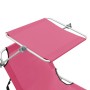 Tumbona plegable con toldo de acero rosa magenta de vidaXL, Tumbonas - Ref: Foro24-310327, Precio: 74,86 €, Descuento: %