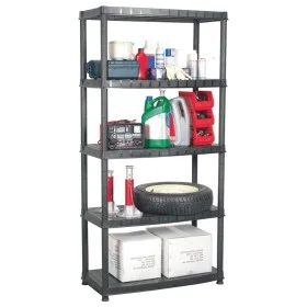 5-level black plastic storage shelf 91.5x45.7x185 cm by vidaXL, Industrial shelving - Ref: Foro24-147686, Price: 84,68 €, Dis...