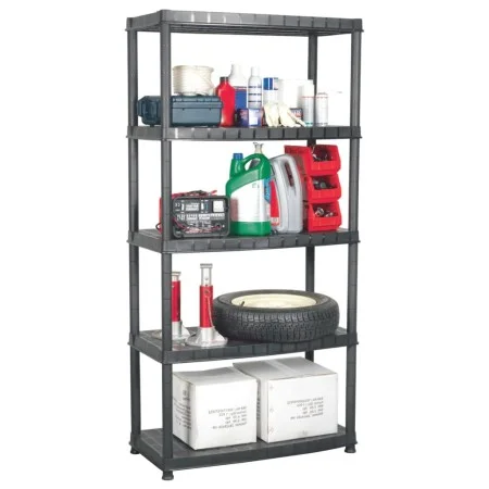 5-stöckiges Ablageregal aus schwarzem Kunststoff 91,5x45,7x185 cm von vidaXL, Industrieregale - Ref: Foro24-147686, Preis: 84...