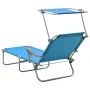 Tumbona con toldo de acero acero azul de vidaXL, Tumbonas - Ref: Foro24-310336, Precio: 87,01 €, Descuento: %