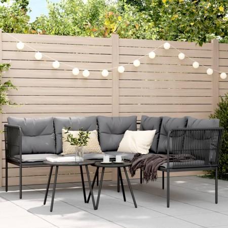 Gartensofa mit schwarzen Kissen aus Stahl und Textilene. von , Gartensets - Ref: Foro24-3283740, Preis: 357,06 €, Rabatt: %