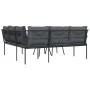 Gartensofa mit schwarzen Kissen aus Stahl und Textilene. von , Gartensets - Ref: Foro24-3283742, Preis: 366,47 €, Rabatt: %