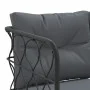 Gartensofa mit schwarzen Kissen aus Stahl und Textilene. von , Gartensets - Ref: Foro24-3283742, Preis: 366,47 €, Rabatt: %