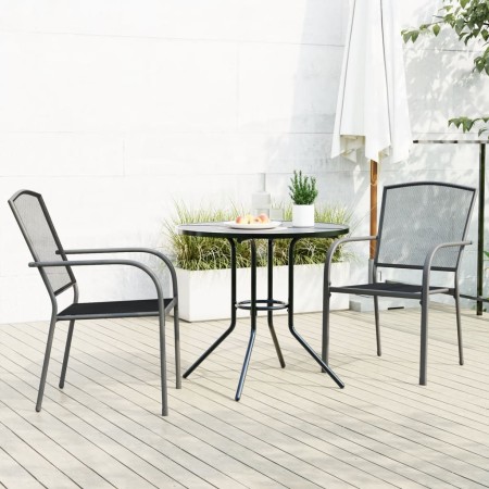 Sillas jardín apilables 3 pzas acero recubrimiento polvo gris by , Garden sets - Ref: Foro24-3283756, Price: 216,42 €, Discou...