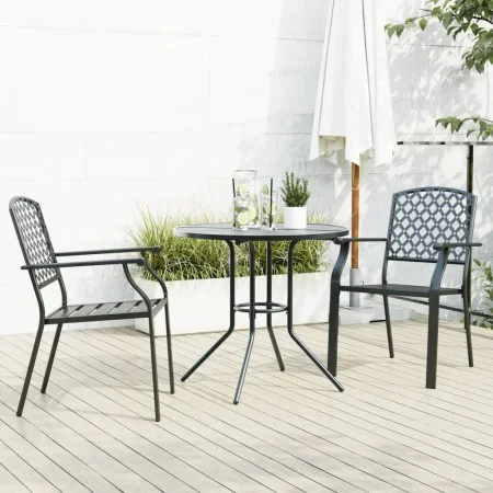 Stapelbare Gartenstühle, 3-teilig, aus Stahl mit grauer Pulverbeschichtung. von , Gartensets - Ref: Foro24-3283768, Preis: 24...