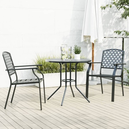 Stapelbare Gartenstühle, 3-teilig, aus Stahl mit grauer Pulverbeschichtung. von , Gartensets - Ref: Foro24-3283768, Preis: 25...