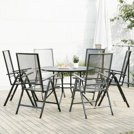 Set de sillas jardín reclinables 7 piezas acero antracita by , Garden sets - Ref: Foro24-3283763, Price: 465,81 €, Discount: %