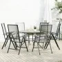Set aus 7 Gartenstühlen mit verstellbarer Rückenlehne, aus anthrazitfarbenem Stahl. von , Gartensets - Ref: Foro24-3283763, P...