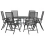 Set aus 7 Gartenstühlen mit verstellbarer Rückenlehne, aus anthrazitfarbenem Stahl. von , Gartensets - Ref: Foro24-3283763, P...
