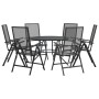Set aus 7 Gartenstühlen mit verstellbarer Rückenlehne, aus anthrazitfarbenem Stahl. von , Gartensets - Ref: Foro24-3283763, P...