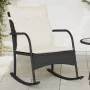 Silla mecedora de jardín con cojines ratán sintético negro de , Sillas de jardín - Ref: Foro24-369018, Precio: 95,09 €, Descu...