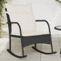 Silla mecedora de jardín con cojines ratán sintético negro by , Garden chairs - Ref: Foro24-369018, Price: 87,91 €, Discount: %