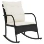Silla mecedora de jardín con cojines ratán sintético negro de , Sillas de jardín - Ref: Foro24-369018, Precio: 95,09 €, Descu...