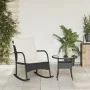 Silla mecedora de jardín con cojines ratán sintético negro de , Sillas de jardín - Ref: Foro24-369018, Precio: 95,09 €, Descu...