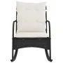 Silla mecedora de jardín con cojines ratán sintético negro de , Sillas de jardín - Ref: Foro24-369018, Precio: 95,09 €, Descu...