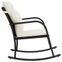 Silla mecedora de jardín con cojines ratán sintético negro de , Sillas de jardín - Ref: Foro24-369018, Precio: 95,09 €, Descu...