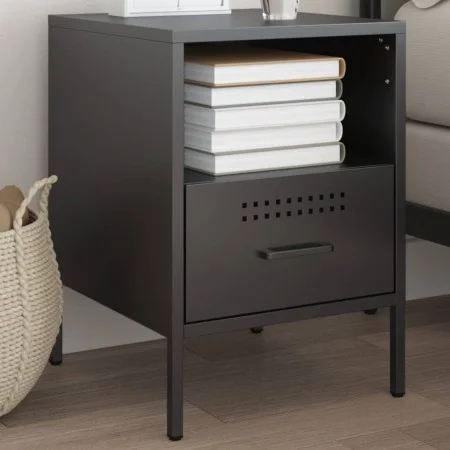 Mesita de noche acero negro 36x39x50,5 cm de , Mesitas de noche - Ref: Foro24-843054, Precio: 58,65 €, Descuento: %