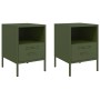 Nachttische, 2 Stück, Olivengrünes Stahl, 36x39x50,5 cm. von , Nachttische - Ref: Foro24-843063, Preis: 111,56 €, Rabatt: %