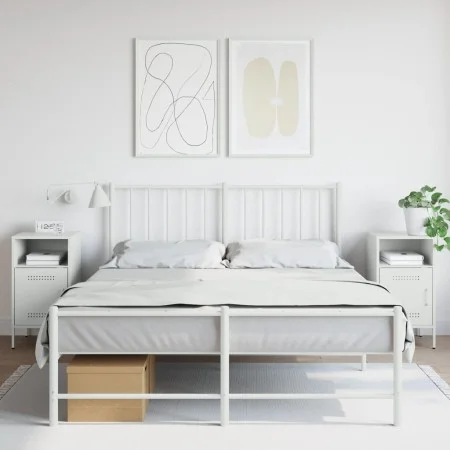 Nachttische, 2 Stück, weißer Stahl, 36x39x68 cm. von , Nachttische - Ref: Foro24-843077, Preis: 97,02 €, Rabatt: %