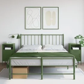 Mesitas de noche 2 unidades acero verde oliva 36x39x68 cm by , Nightstands - Ref: Foro24-843075, Price: 97,10 €, Discount: %
