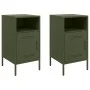 Mesitas de noche 2 unidades acero verde oliva 36x39x68 cm de , Mesitas de noche - Ref: Foro24-843075, Precio: 114,14 €, Descu...