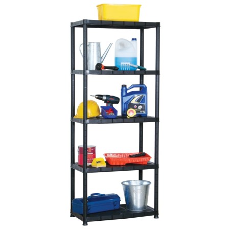 5-stöckiges Ablageregal aus schwarzem Kunststoff 71x38x170 cm von vidaXL, Industrieregale - Ref: Foro24-147684, Preis: 57,67 ...