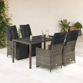 Mesita y sillas jardín 5 pzas y cojines ratán sintético gris by , Garden sets - Ref: Foro24-3276895, Price: 677,54 €, Discoun...