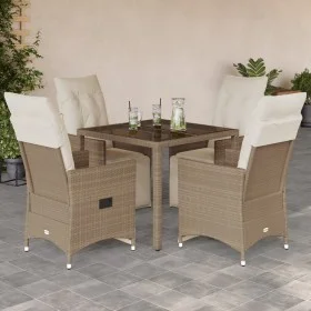 Mesita y sillas jardín 5 pzas y cojines ratán sintético beige von , Gartensets - Ref: Foro24-3276938, Preis: 601,62 €, Rabatt: %
