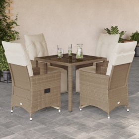 Mesita y sillas jardín 5 pzas y cojines ratán sintético beige by , Garden sets - Ref: Foro24-3276938, Price: 632,55 €, Discou...