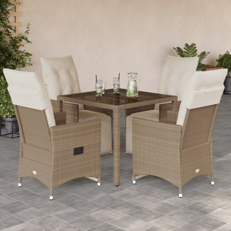 Mesita y sillas jardín 5 pzas y cojines ratán sintético beige by , Garden sets - Ref: Foro24-3276938, Price: 632,55 €, Discou...